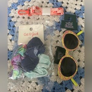 Girls Accessory Bundle - Wild Fable Sunglasses, Cat & Jack Hair Ties, Lanyard
